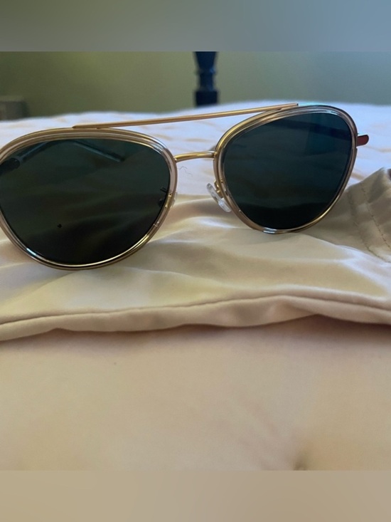 NWT Authentic Tory Burch Eleanor Pilot Sunglasses Transparent Camel 57mm (Gold) main image 8